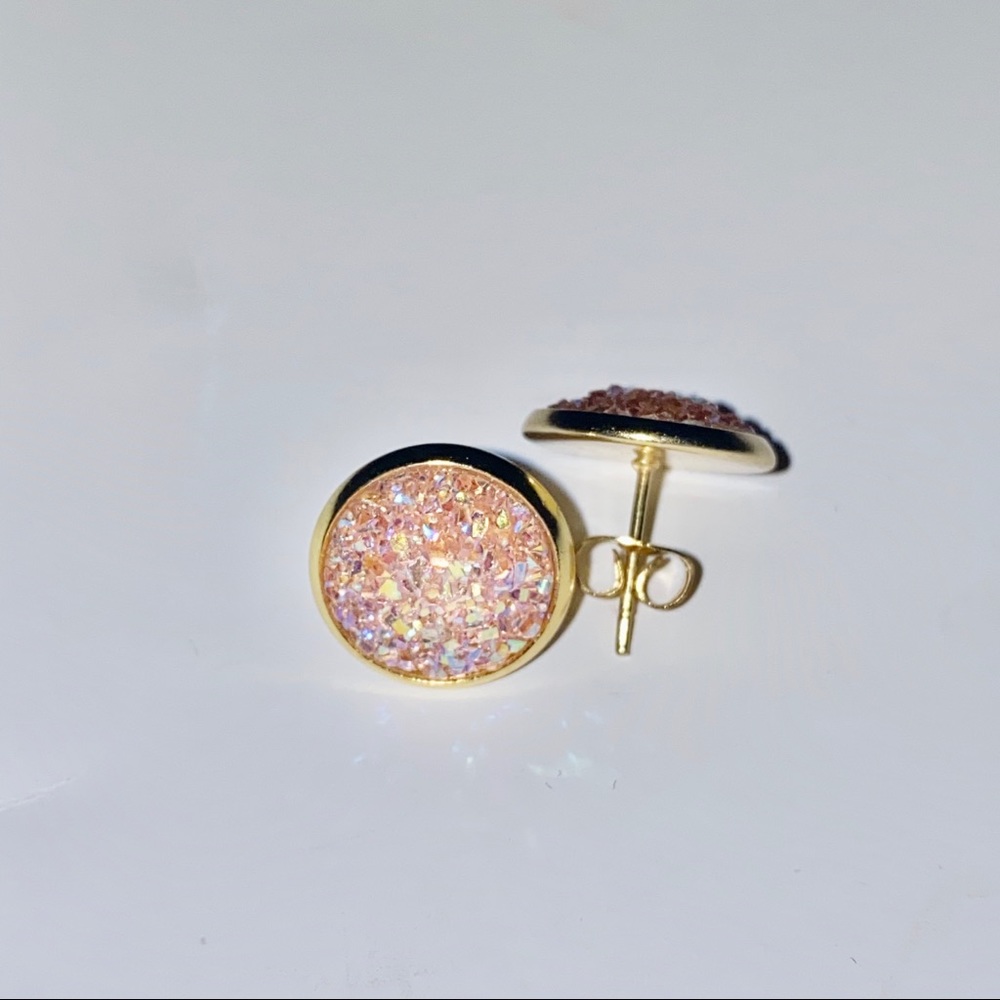 Stainless Steel Resin Druzy Earrings - Picture 3 of 3